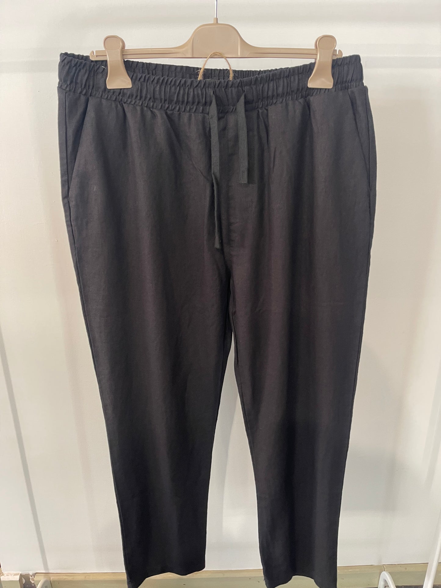 pantalone di lino nero da uomo