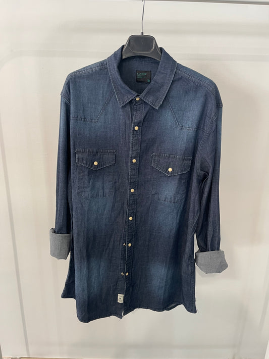 camicia jeans scura da uomo