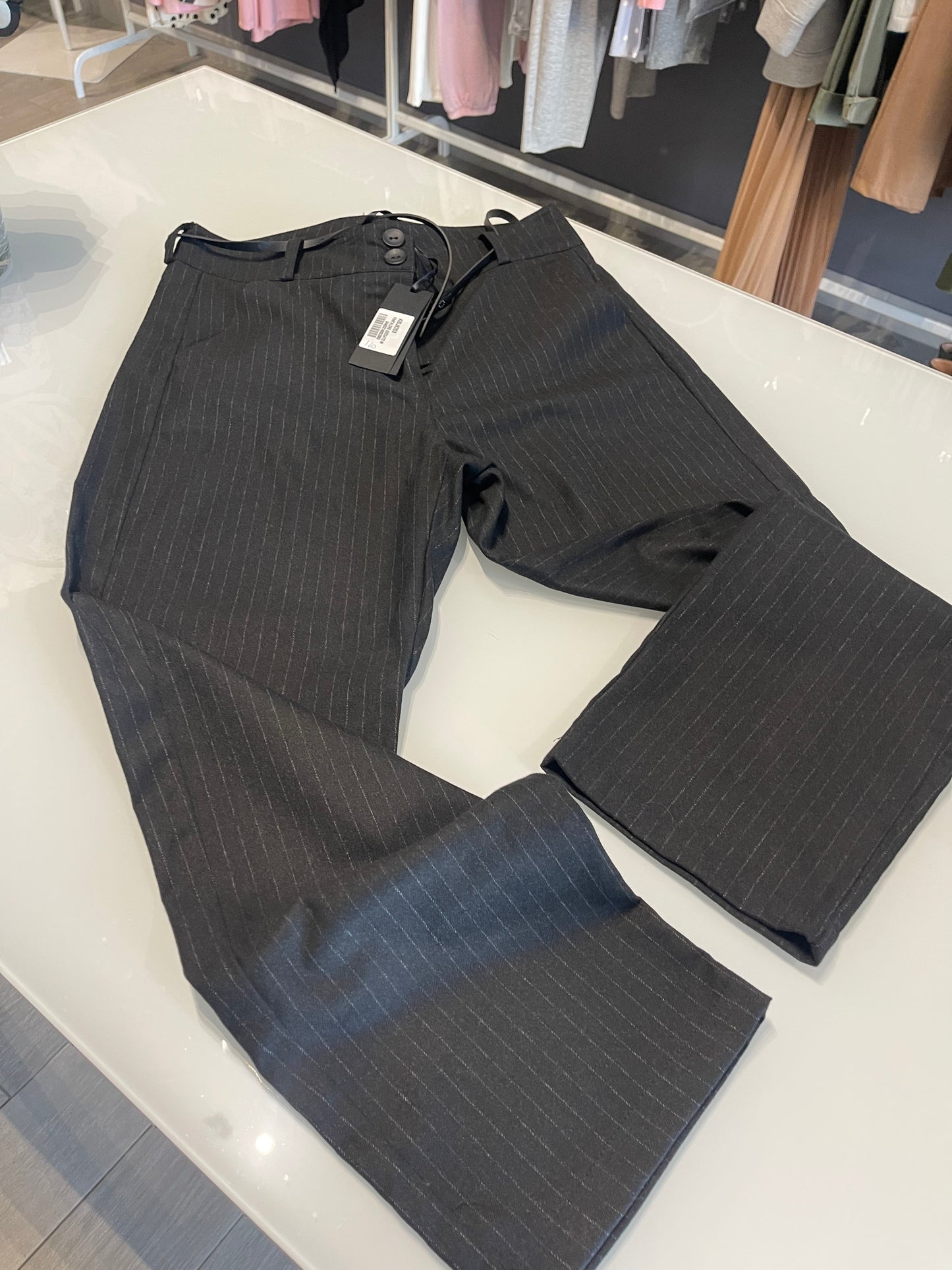 pantalone nero gessato pesante da donna