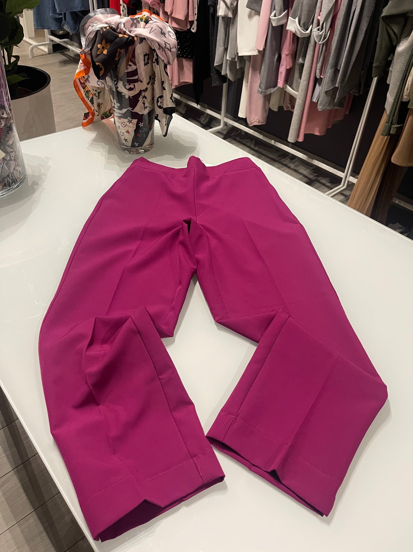 pantalone fucsia da donna dritto